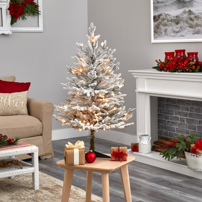 The Holiday Aisle® 3' Green Flocked Fir Artificial Christmas Tree with